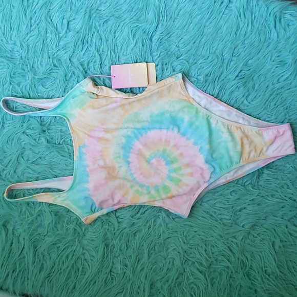 NWT Stoney Clover Lane Tie Dye High Cut Cheeky One Piece SwimSuit - Picture 1 of 8